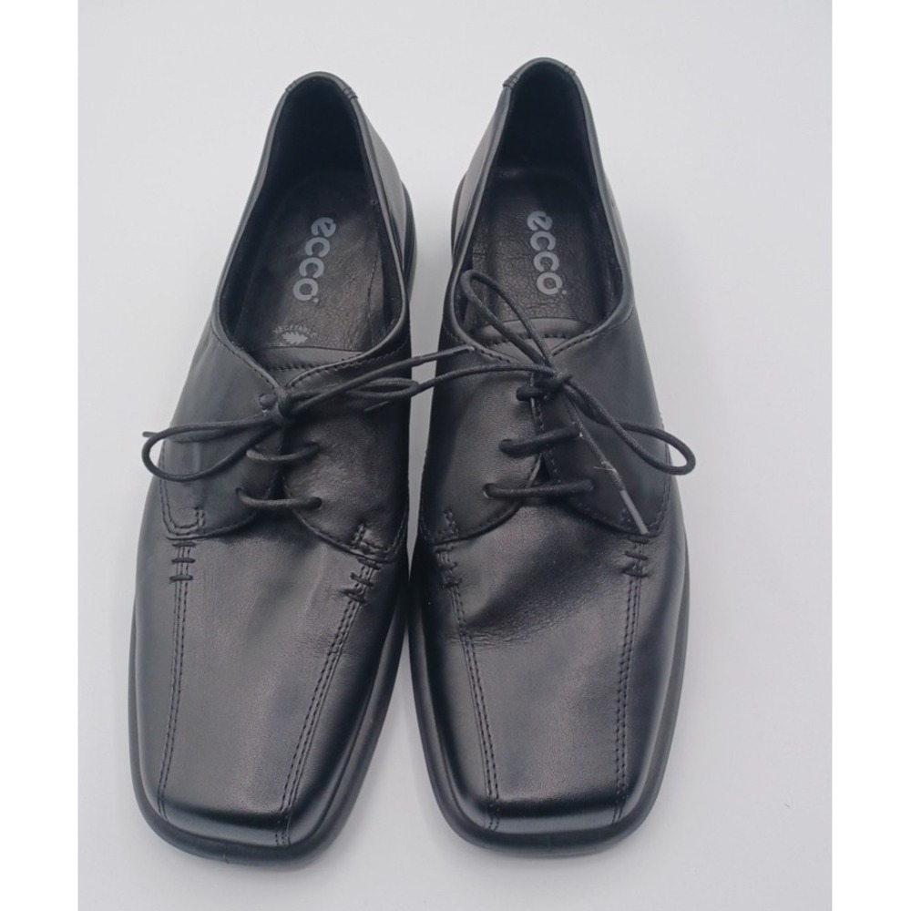 ECCO‎ Men's Leather Oxford Black Square Toe Lace Up  8 US / 41 EU